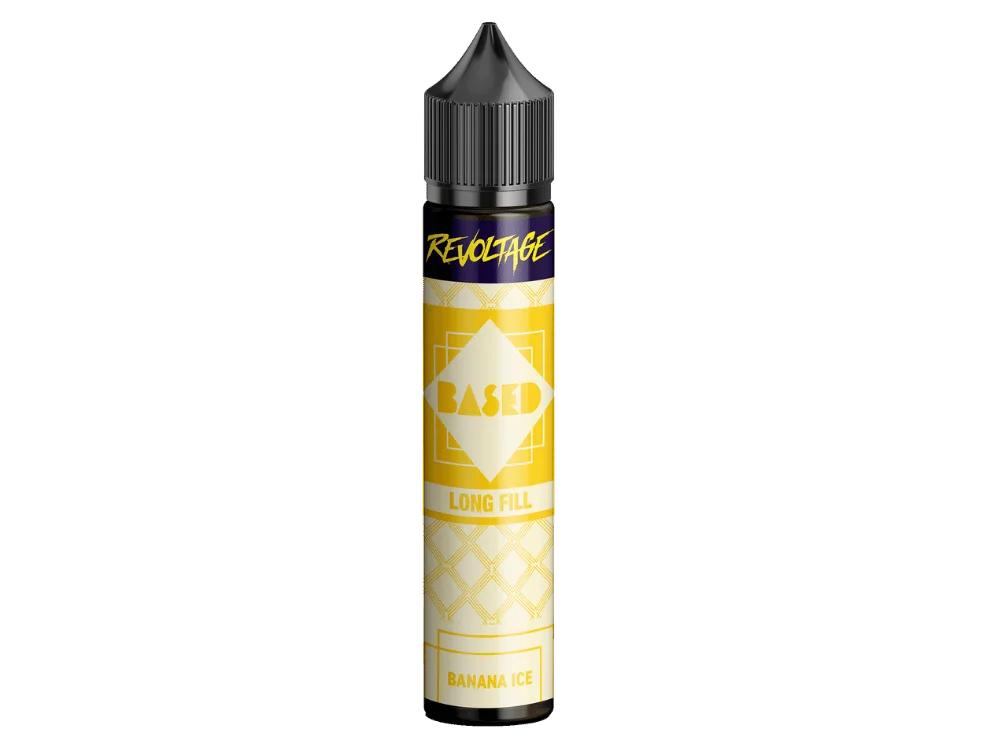 Revoltage_Based_Banana_Ice_5ml_1000x750.png Revoltage Based Banana Ice Longfill in gelber 30ml-Flasche mit gelbem Etikett