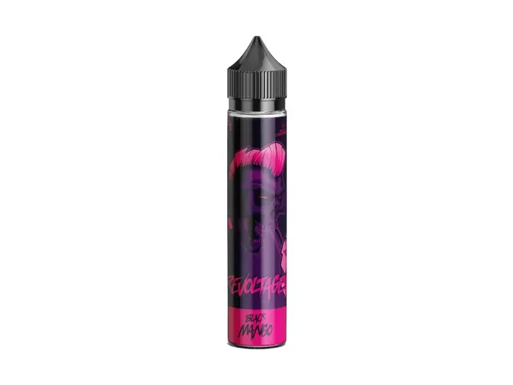 Revoltage Black Mango Longfill, 50ml Flasche in Pink-Lila mit schwarzem Deckel