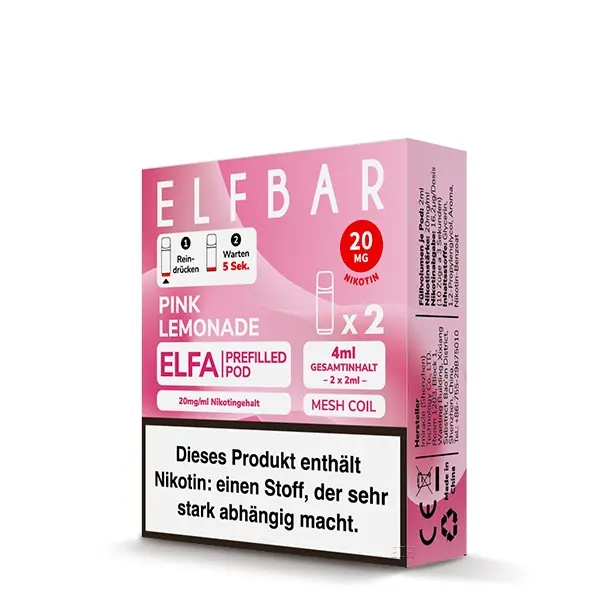 Elfbar Elfa Prefilled Pods 2er Pack 20mg/ml Sorte Pink Lemonade, rosa Verpackung