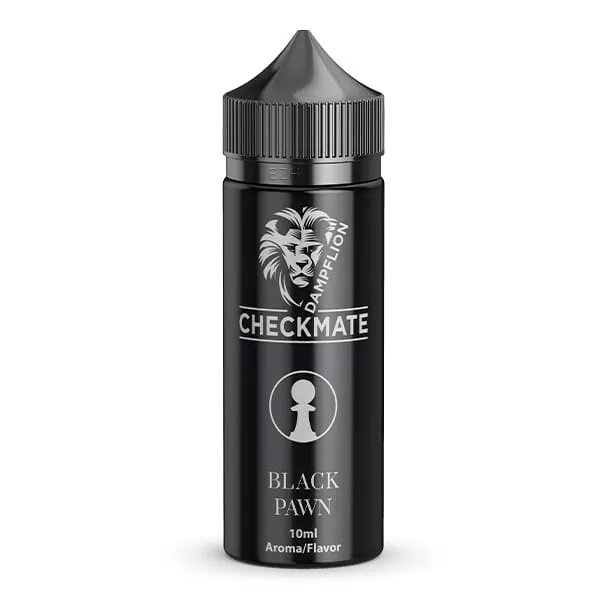 dampflion-checkmate-black-pawn-aroma-17L6roQdYcLR9M DampfLion Checkmate Black Pawn Longfill 10ml schwarze Flasche schlichte Frontalansicht