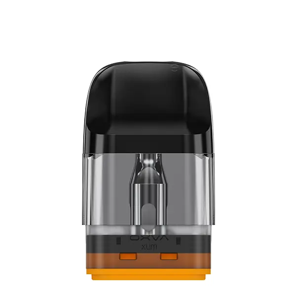 Oxva Xlim EZ Ersatz-Pod in Orange-Transparent, Seitenansicht mit sichtbarem Verdampferkopf