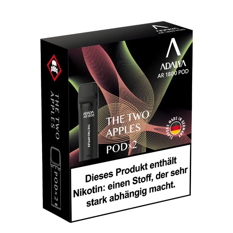 Adalya AR1800 Prefilled Pod The Two Apples – dunkle Verpackung mit rotem Design, 2er-Pack