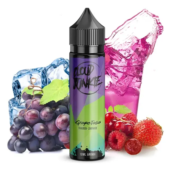 Cloud Junkie GrapeTasia Longfill – 60ml Flasche mit Trauben, Erdbeeren und einem pinken Eisgetränk
