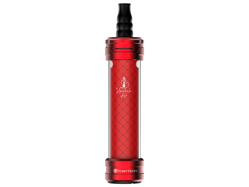 Fumytech Hookah Air Mini in Rot – zylindrisches E-Zigaretten-Set mit glatter roter Oberfläche und schwarzem Mundstück