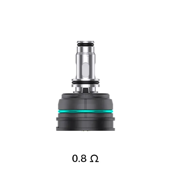 uwell-crown-nano-coil.jpg Uwell Crown Nano Verdampferkopf 0,8 Ohm, schwarzer Coil mit türkisem Ring, Frontansicht