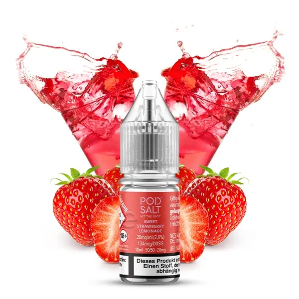 PodSalt Xtra Sweet Strawberry Lemonade 10ml Nikotinsalz-Liquid Flasche mit Erdbeer-Splash