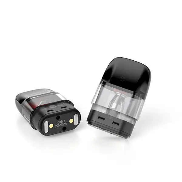 3x Oxva Xlim EZ Ersatz-Pod in Schwarz-Grau, zwei Pods von schräg oben mit grauen Kontakten