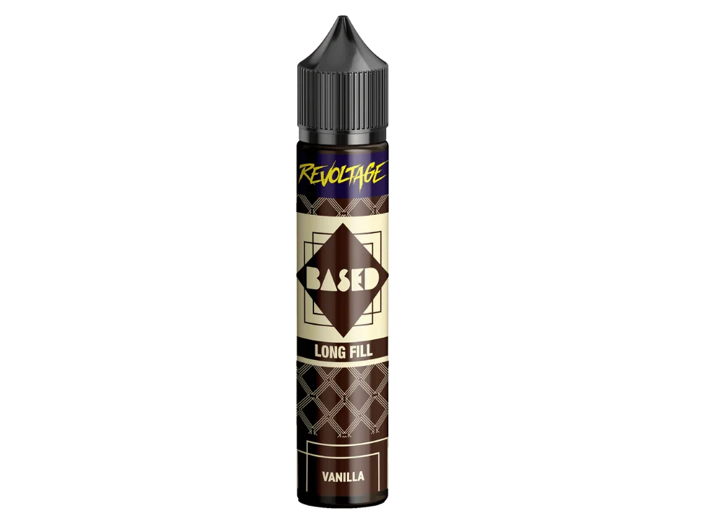 Revoltage Based Vanilla Longfill 20ml Flasche mit braun-dunklem Retro-Etikett