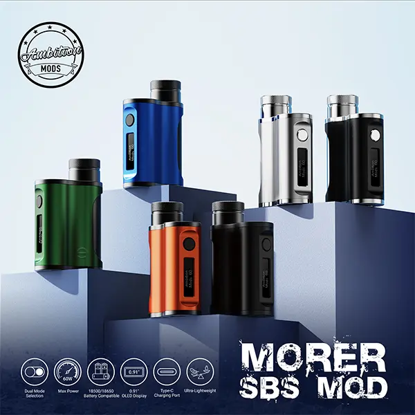 Ambition Mods Morer SBS Mod Akkuträger in fünf Farbvarianten: schwarz, grün, blau, orange und silber