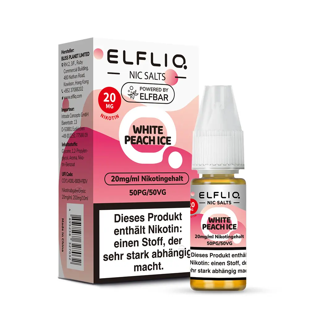 Elfliq White Peach Ice - 10ml Nikotinsalz-Liquid