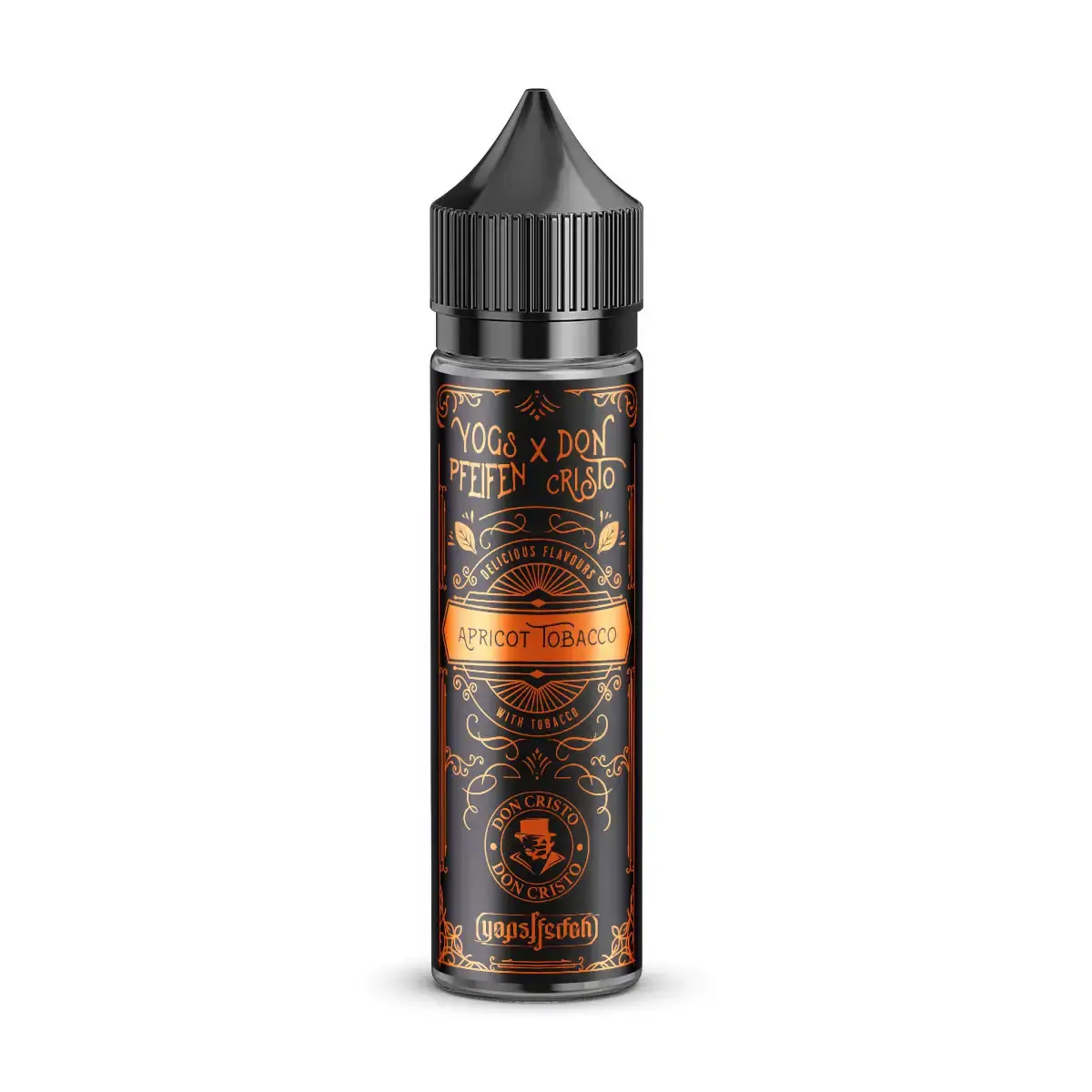don_cristo_black_de_4.png Don Cristo X Yogs Pfeifen Apricot Tobacco Longfill 60ml Flasche in bronzebraunem Tabak-Design