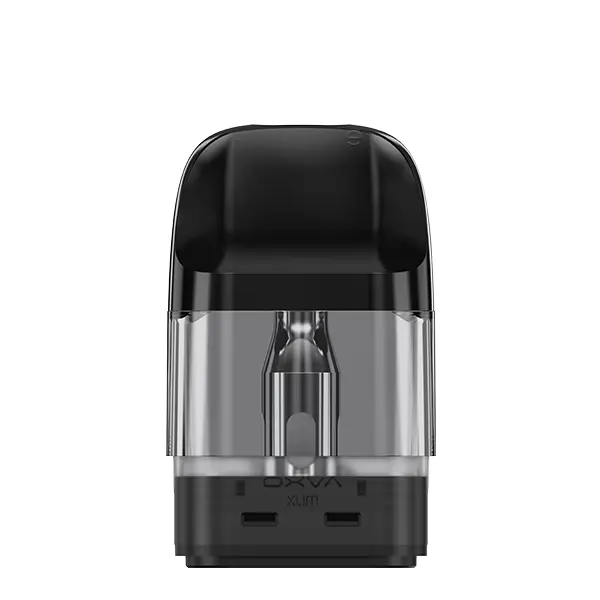 Oxva Xlim EZ Ersatz-Pod in Schwarz-Transparent, Seitenansicht mit sichtbarem Verdampferkopf