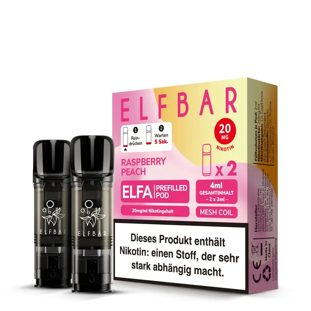 2x Elfbar Elfa Prefilled Pod - Raspberry Peach