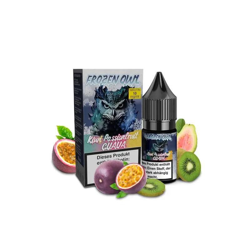 Frozen OWL Kiwi Passionfruit Guava Nikotinsalz-Liquid 10ml Flasche mit Verpackungskarton, Kiwi und Passionsfrucht