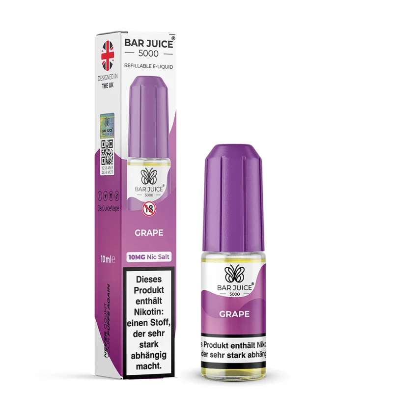 Bar Juice 5000 Grape 10ml Nikotinsalz-Liquid, lila Flasche mit Verpackung