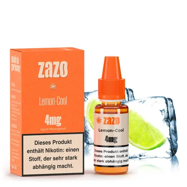 source628057.jpg ZAZO Classics Lemon-Cool 10ml Liquid 4mg – Packung mit Flasche und Limette auf Eis, Schrägansicht