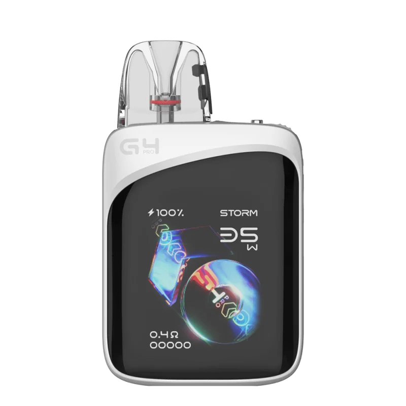 Uwell Caliburn G4 Pro Koko Pod Kit in Weiß mit großem Display und aufgestecktem Pod