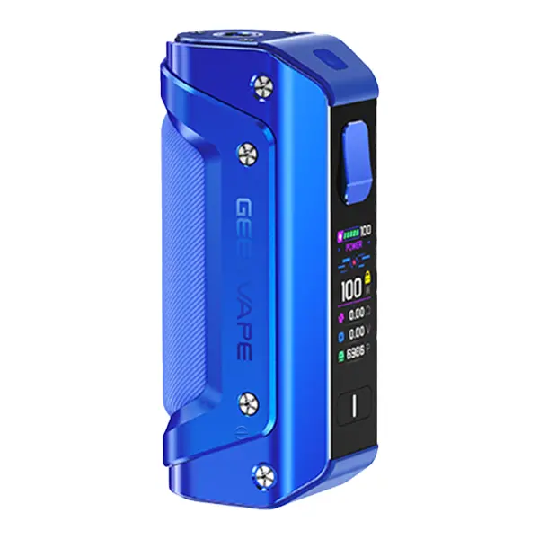 GeekVape Aegis Solo 3 Mod Akkuträger in Blau mit OLED-Display, Frontansicht, 18650 Version