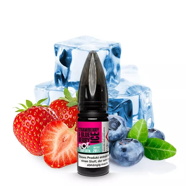 source279281.jpg Riot Squad Bar Edition Strawberry Blueberry Ice 10ml Nikotinsalz-Liquid – schwarze Flasche mit Erdbeeren, Blaubeeren und Eiswürfeln