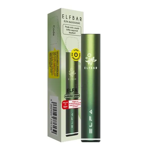 elf-bar-elfa-prefilled-pod-kit-aurora-green.jpg Elfbar Elfa CP Basisgerät Dunkelgrün mit Verpackungskarton