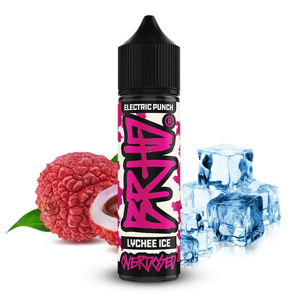 brhd-electric-punch-lychee-ice-1.jpg Barehead Electric Punch Lychee Ice Longfill 60ml, pinkfarbenes Label mit Lychee und Eiswürfeln