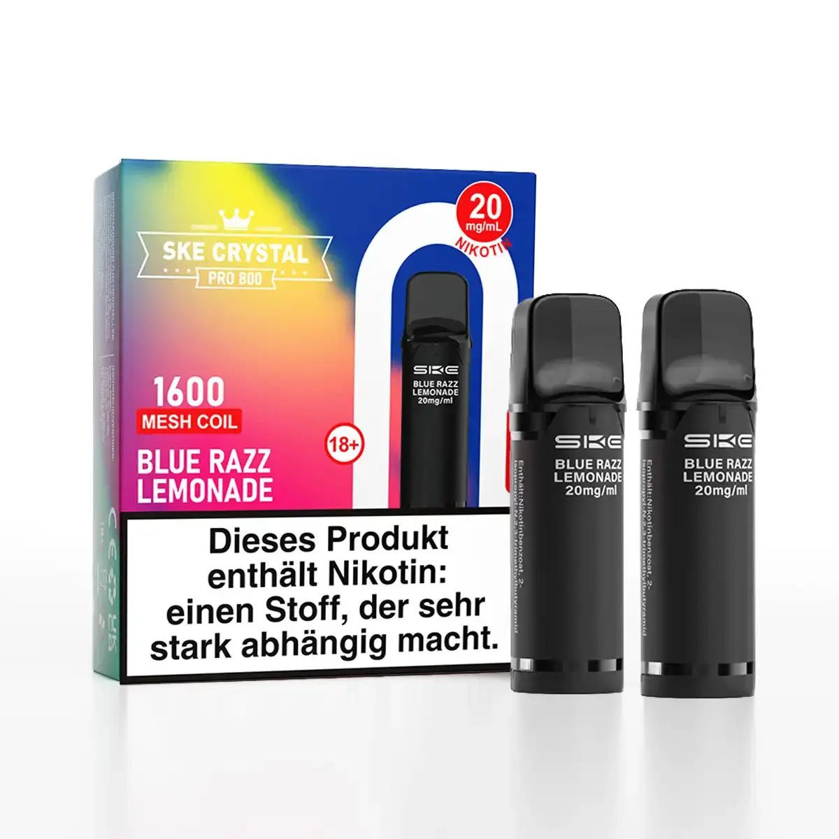 2x SKE - Crystal 800 Pro Prefilled Pod - Blue Razz Lemonade