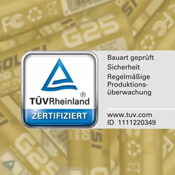 TÜV-Rheinland-Zertifikat für Golisi G25 18650 Akku, Prüfzeichen mit ID 1111220349