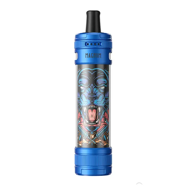 Aspire Magnum Pod Kit in Blau mit buntem Ornament-Tattoo-Design, Frontansicht