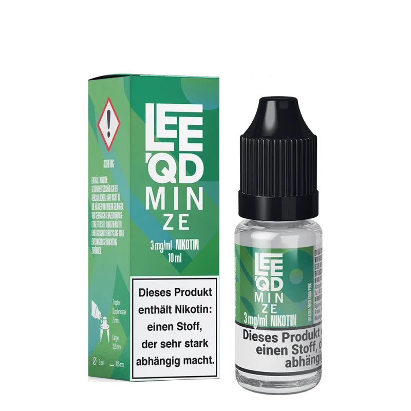 LQDC205_800x800.png?ts=1759916628 LEEQD Fresh Minze 10ml Liquid – grüne Verpackung und Flasche mit Warnhinweisen, Frontansicht
