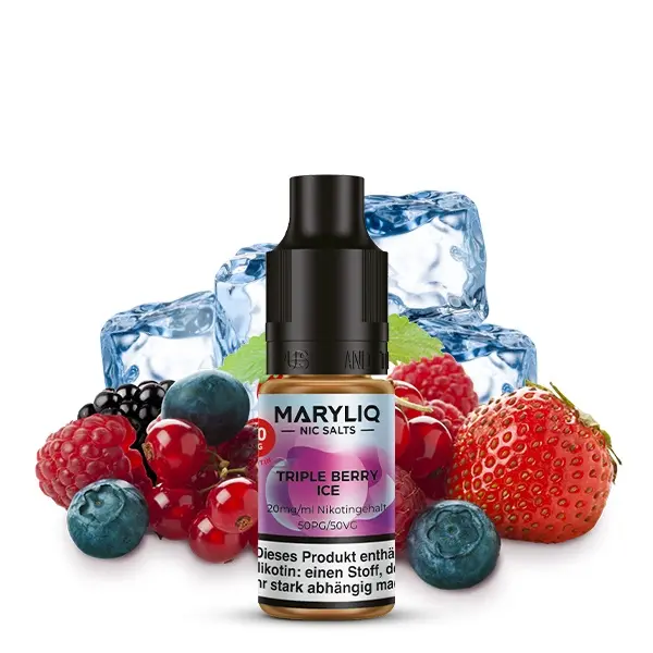 Elfbar Maryliq Triple Berry Ice 10ml Nikotinsalz-Liquid Flasche mit Beeren und Eiswürfeln