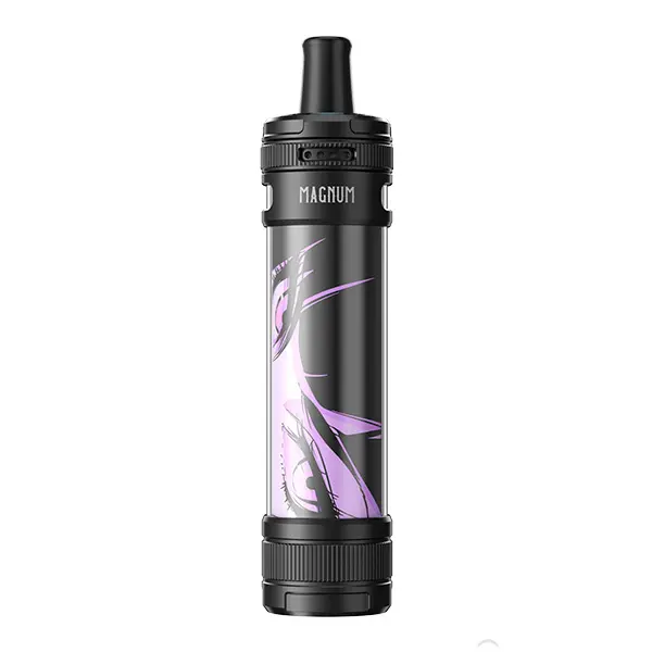 Aspire Magnum Pod Kit in Schwarz mit lila Rauch-Swirl-Design, Frontansicht