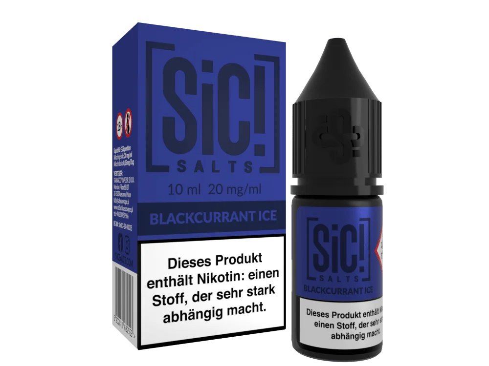 SiC! Salts Blackcurrant Ice 10ml Nikotinsalz-Liquid in lila Verpackung mit Flasche, Doppelpack-Ansicht