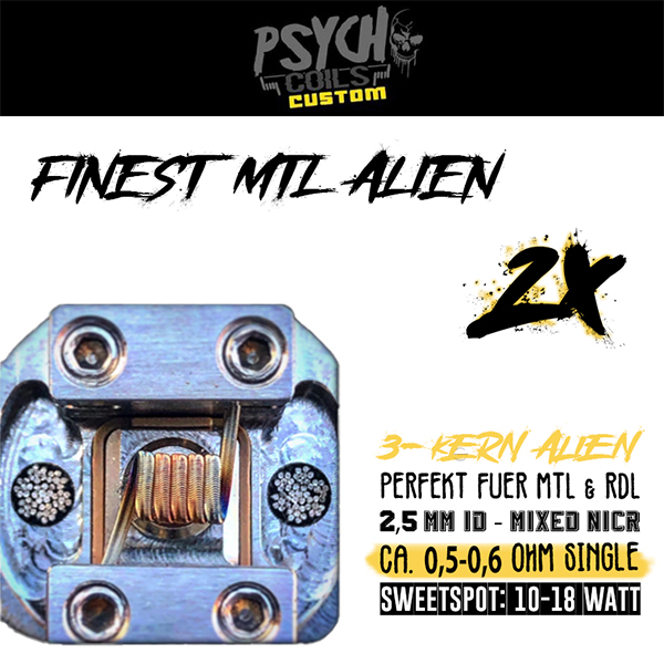 2x Psycho Coils - Finest MTL Coil 0.5-0.6 Ohm