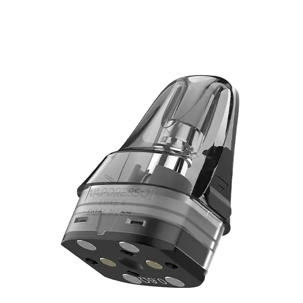 Vaporesso Luxe X Dual Mesh Ersatz-Pod in Schwarz, Seitenansicht mit sichtbarem Coil