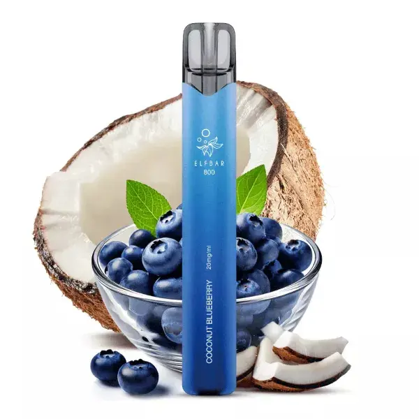 ELFB107_600x600.png Elfbar 800 Einweg E-Zigarette in Blau mit Kokos-Blaubeere-Motiv, Coconut Blueberry, 20 mg/ml