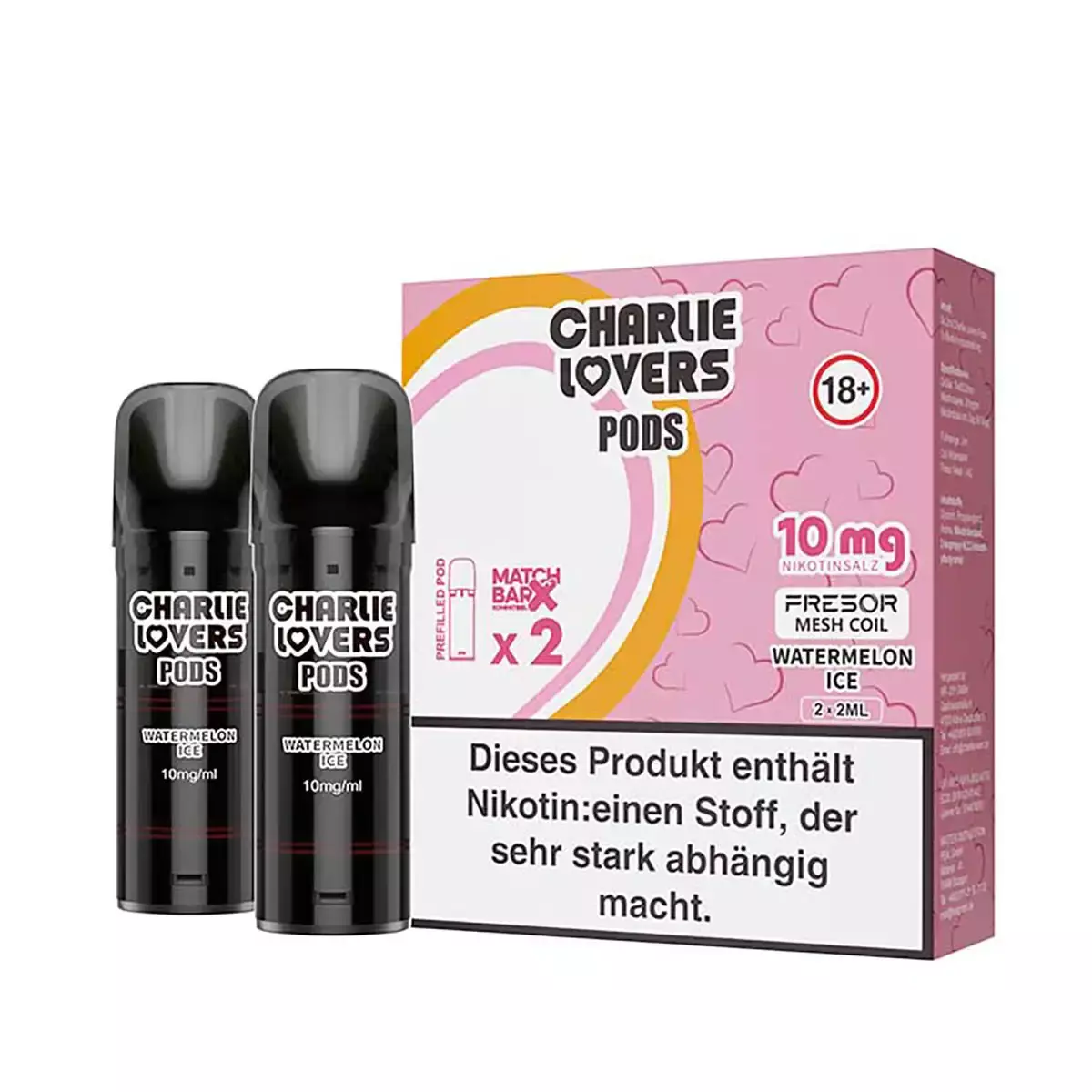 2x Charlie Lovers - Prefilled Pod - Watermelon Ice