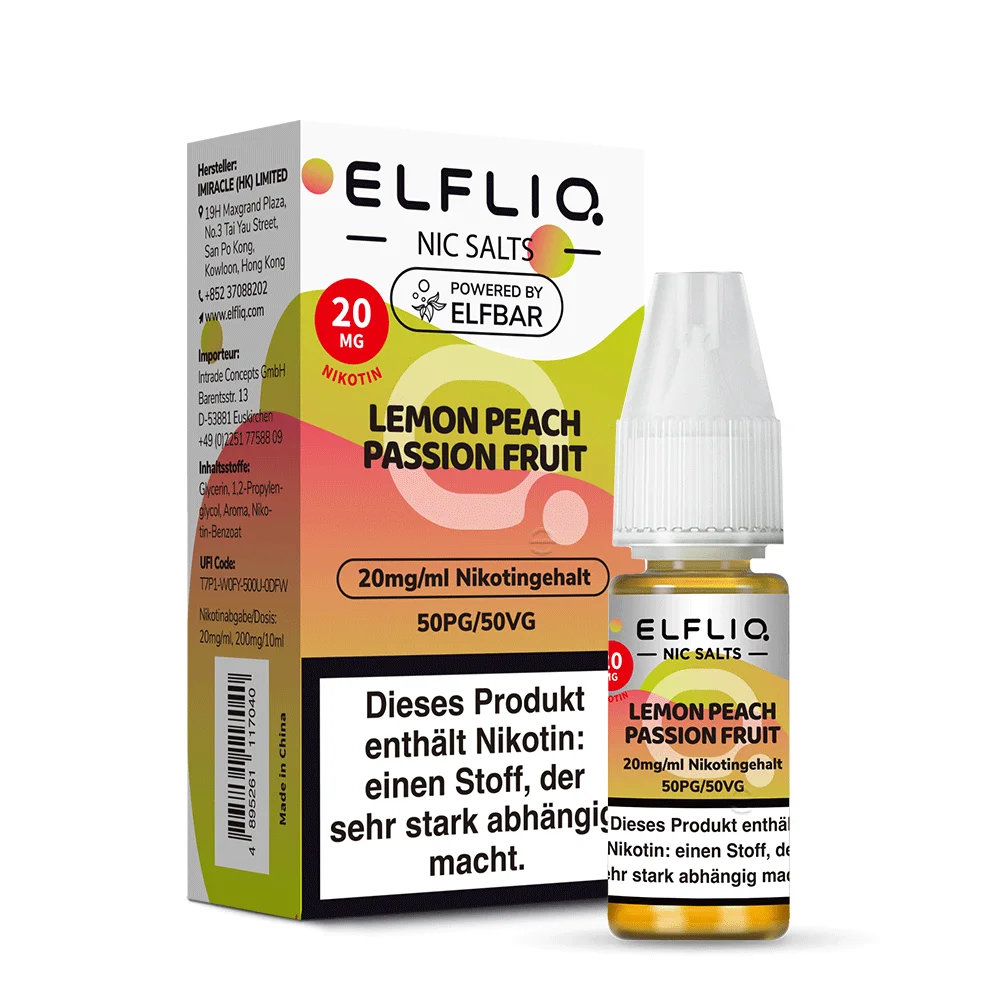 elfliq-lemon-peach-passionfruit-4.png Elfliq Lemon Peach Passion Fruit 20mg Nikotinsalz-Liquid 10ml – Rückseite mit Warnhinweis