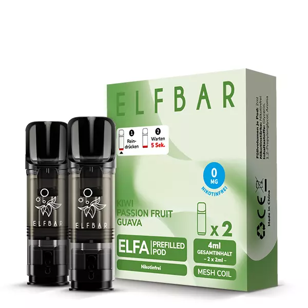 2x Elfbar Elfa Prefilled Pod - Kiwi Passion Fruit Guava 0mg/ml