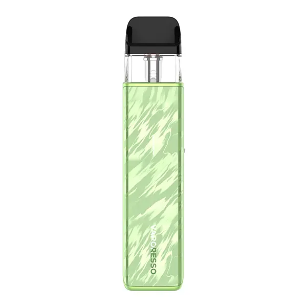 Vaporesso Xros 5 Mini Pod Kit in Hellgrün mit marmoriertem Muster, schlankes Pod-Gerät mit schwarzem Mundstück
