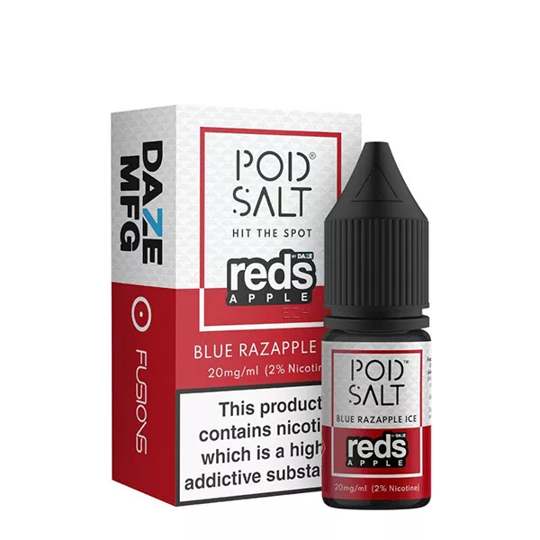 source112708.jpg PodSalt Fusion Reds Apple Blue Razapple Ice 10ml Nikotinsalz-Liquid Flasche mit Produktverpackung
