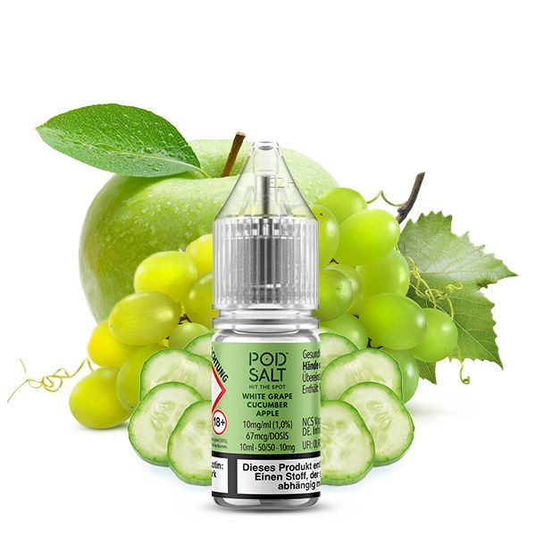 PodSalt Xtra White Grape Cucumber Apple 10ml Nikotinsalz-Liquid mit Apfel, Weintrauben und Gurke