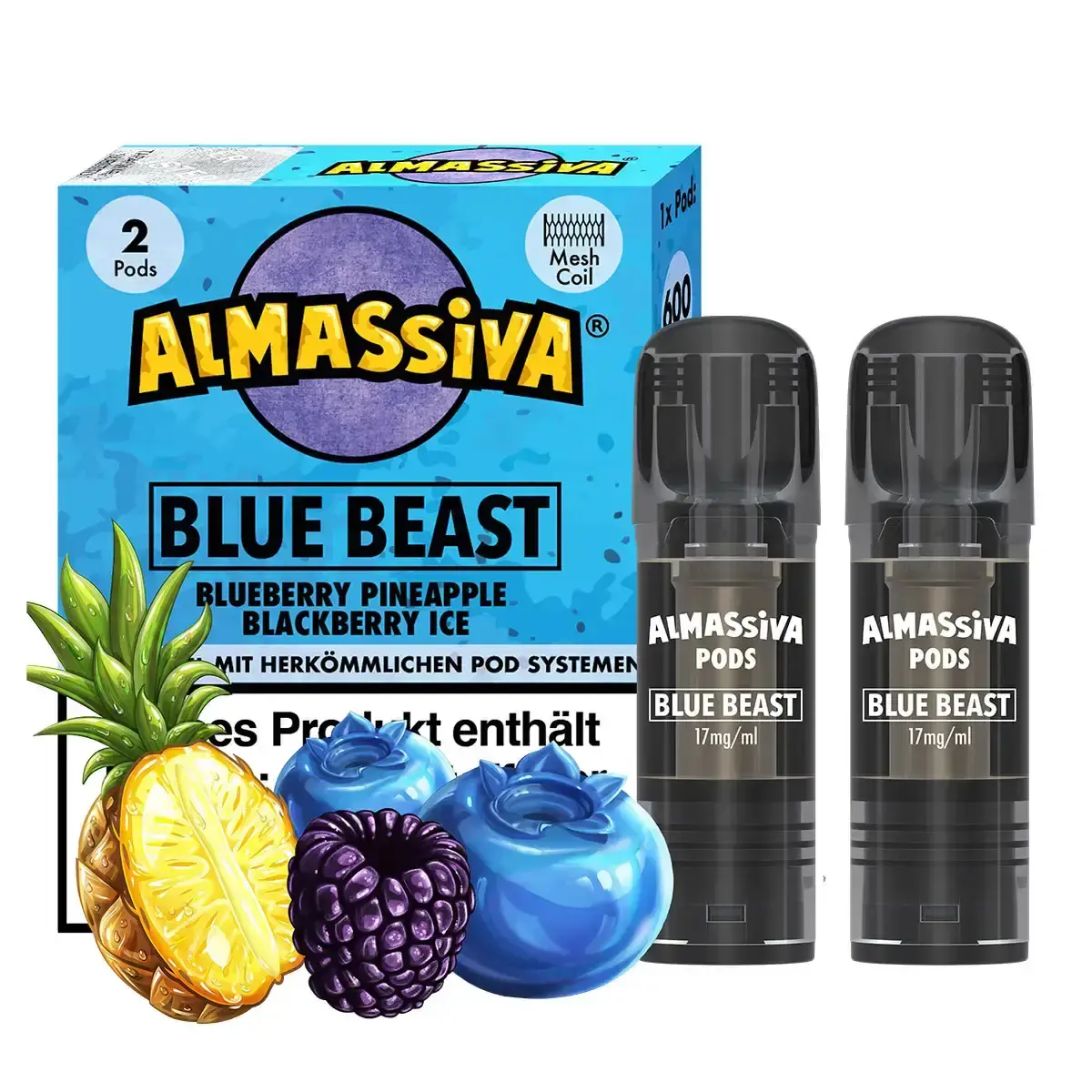 2x Al Massiva Prefilled Pods - Blue Beast - 17mg/ml
