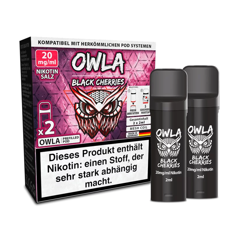 2x Owla Black Cherries Prefilled Pod