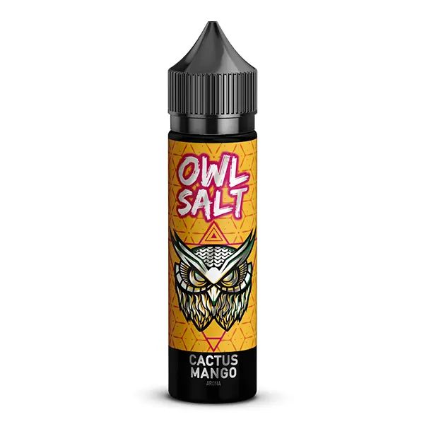 OWL Salt Cactus Mango Longfill 60ml Glasflasche mit gelbem Etikett und Eulen-Logo