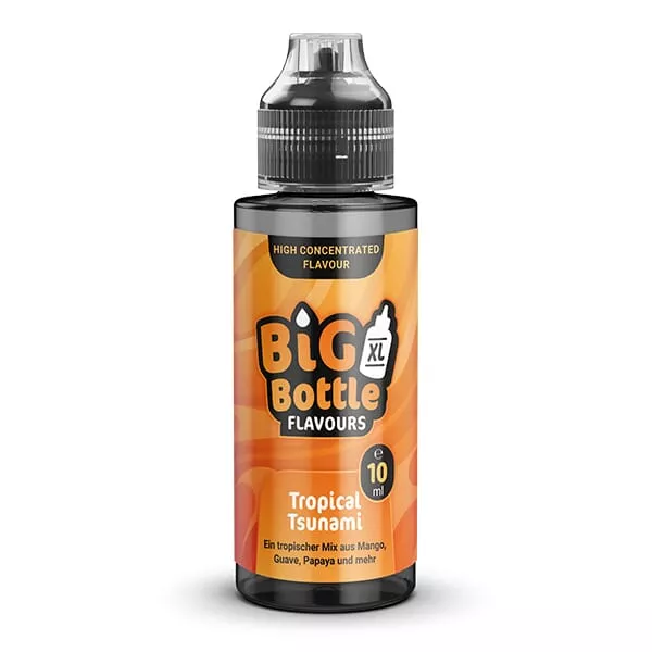 Big Bottle Tropical Tsunami Longfill 120ml – orangefarbene Flasche, Vorderansicht