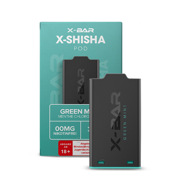 1x X-Shisha by X-Bar Prefilled Pod - Green Mint 0mg/ml