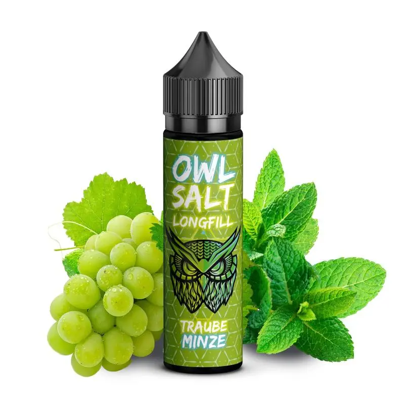 OWL Salt Traube Minze Longfill 60ml Flasche mit Weintrauben und Minzblättern