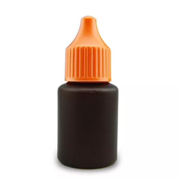 ZAZO Leerflasche braun 20ml aus HDPE – braune Tropfflasche mit orangefarbenem Verschluss