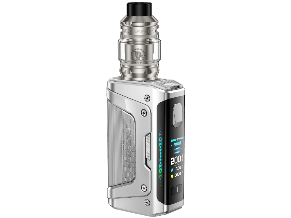GeekVape Aegis Legend 5 Kit in Silber mit Verdampfer, robustes Komplett-Set, Seitenansicht