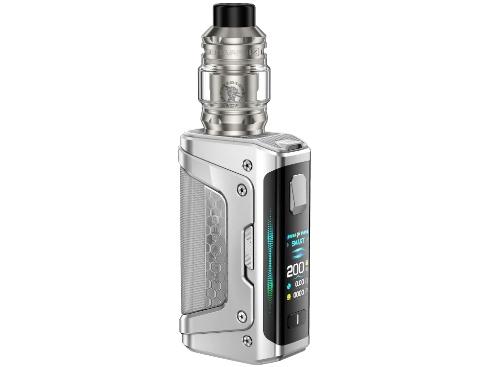 GeekVape Aegis Legend 5 Kit in Silber mit Verdampfer, robustes Komplett-Set, Seitenansicht